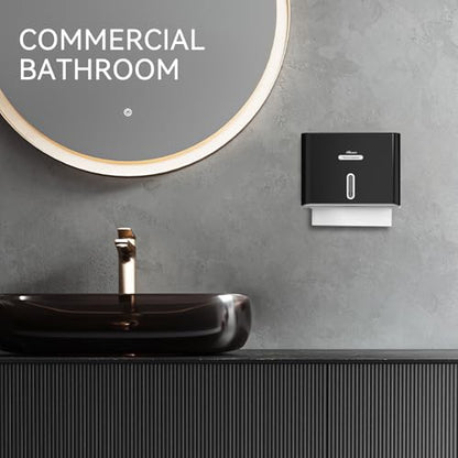 Paper Towel Dispenser Wall Mount, Adhesive No Drilling Multifold Trifold C Fold Commercial Hand Towel Dispenser,Black - color: Black