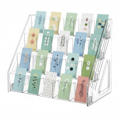 Sticker Display Stand, 4-Tier Acrylic Bookmark Holder Organizer - size: 4 Tier 20 Pockets