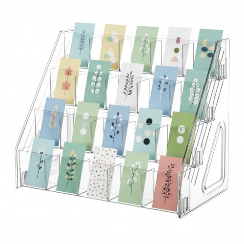 Sticker Display Stand, 4-Tier Acrylic Bookmark Holder Organizer - size: 4 Tier 20 Pockets