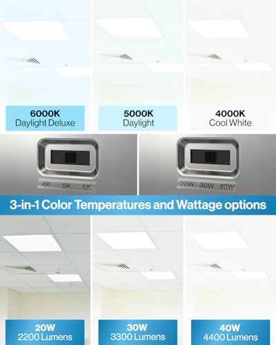 Sunco 6 Pack 2x2 LED Flat Panel Light, 40W, 3CCT, 4400LM, Dimmable - size: 2x2