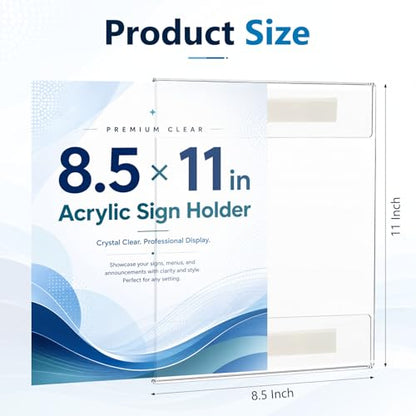 16 Pcs 8.5 x 11 Acrylic Sign Holder Wall Mount with Tape Adhesive - style: 16 Pcs-8.5×11 Inch-Vertical