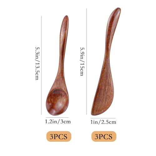 6Pcs Wooden Butter Knife Set, Solid Wood Butter Spreaders Spatulas