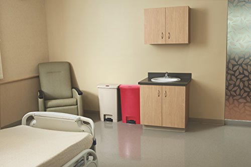 Rubbermaid Commercial Products Streamline Slim Step-On Plastic Trash Can, 13 Gallon, Red, Hands-Free Garbage Can for Medical Waste in Hospitals/Lab/Emergency/Patient Rooms - color: Red, size: 13 Gallon, style: Plastic Front Step Step-On