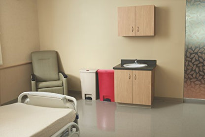 Rubbermaid Commercial Products Streamline Slim Step-On Plastic Trash Can, 13 Gallon, Red, Hands-Free Garbage Can for Medical Waste in Hospitals/Lab/Emergency/Patient Rooms - color: Red, size: 13 Gallon, style: Plastic Front Step Step-On