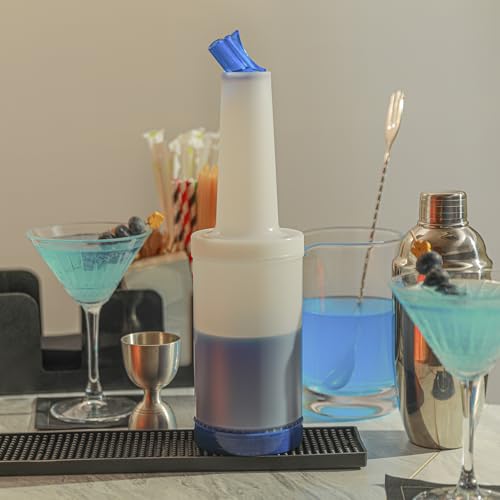 Restaurantware Plastic Storage Container Bottle, Quick Pour, 1 qt - color: Blue, size: 32 Ounces