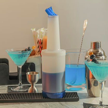 Restaurantware Plastic Storage Container Bottle, Quick Pour, 1 qt - color: Blue, size: 32 Ounces