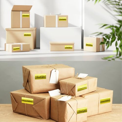 2x1 Inch Thermal Labels, Holographic Gold Thermal Printer Stickers, Waterproof Self-Adhesive Shipping Label Printer Sticker for Barcode, Name, Address, 300 Labels/Roll - color: Gold, size: 1*2 inch/1 roll