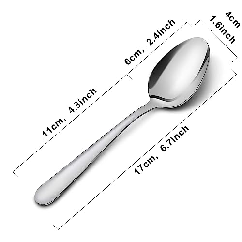 36-Piece Dinner Spoons Set, Funnydin 6.7" Stainless Steel Spoons Silverware, Durable Dessert Spoons, Table Spoon Use for Home, Kitchen and Restaurant - Mirror Polished, Dishwasher Safe - size: 36p Dinner Spoons