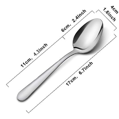 36-Piece Dinner Spoons Set, Funnydin 6.7" Stainless Steel Spoons Silverware, Durable Dessert Spoons, Table Spoon Use for Home, Kitchen and Restaurant - Mirror Polished, Dishwasher Safe - size: 36p Dinner Spoons