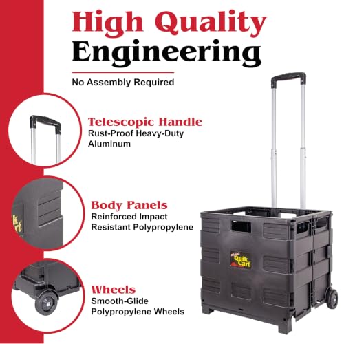 dbest Products Quik Cart Without Lid Collapsible Rolling Crate - Black - color: Black, style: Topless