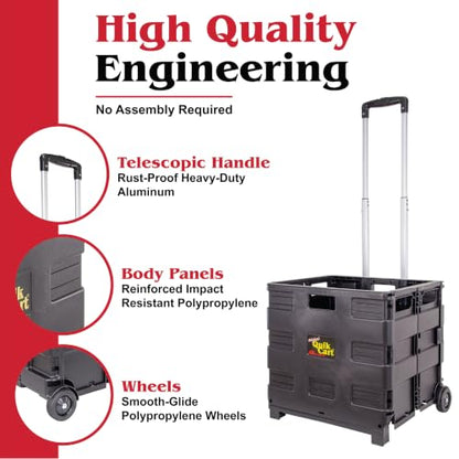 dbest Products Quik Cart Without Lid Collapsible Rolling Crate - Black - color: Black, style: Topless