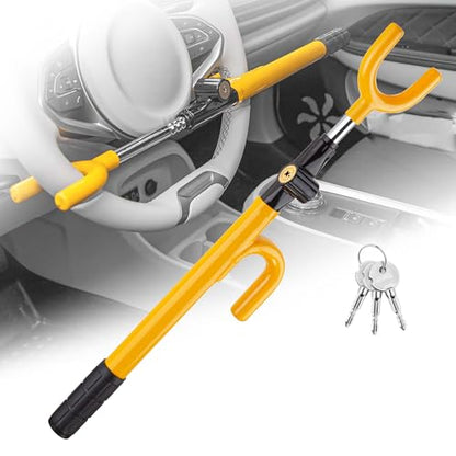 CARTMAN Adjustable Steering Wheel Lock, Anti-Theft Security Device, Yellow - color: Yellow