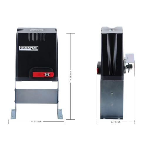 Automatic Sliding Gate Opener with Remote Control Transmitters and Infrared Photocell Sensor - Chain Driveway Security Door Operator Kit (for 1800lb & 40ft Gate, AT1800) - size: AT1800-BLACK