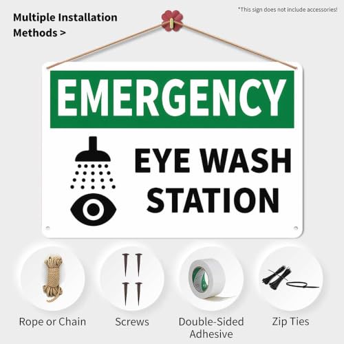 Emergency Eye Wash Station Metal Sign Wall Marker 12x8in