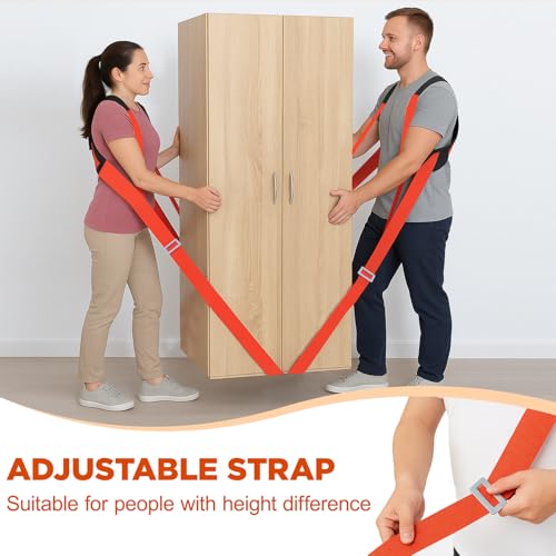 NOCOEX Moving Straps for Lifting 2-Person: Shoulder Lifting Straps System - color: Red
