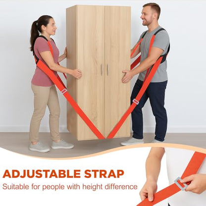 NOCOEX Moving Straps for Lifting 2-Person: Shoulder Lifting Straps System - color: Red