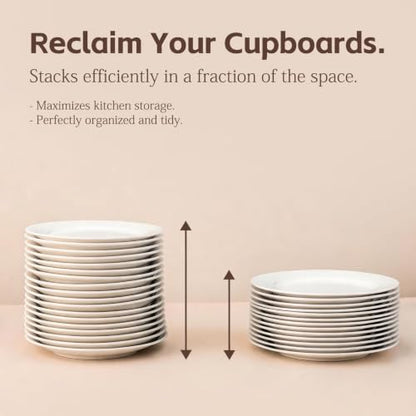 Bone China Dinnerware Set for 4, 12 Pcs Plates and Bowls, Pure White - color: Ivory