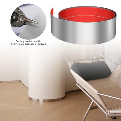 Stainless Steel Door Kick Plate，4"x118" Self-Adhesive for Cabinet & Island - color: Brushed Sliver