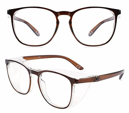 Alsenor Safety Glasses Anti Fog Goggles Protective Eyewear Blue Light Blocking Anti Dust UV Protection Glasses For Men Women (Brown) - color: Brown