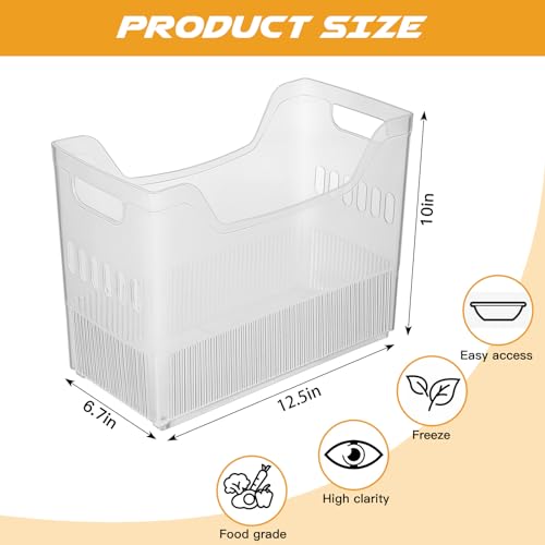 Beeveer 4pcs Plastic Freezer Organizer Bin with Wheel, 10 x 12.5 x 6.7 Inch - size: 10 x 12.5 x 6.7 Inch