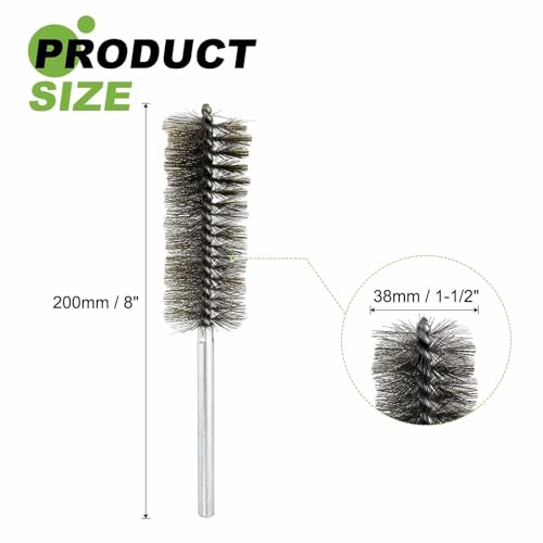 HARFINGTON 2pcs Wire Bore Brush 8 x 1-1/2" 5/16 Inch Shank Stainless Steel Bristles Cleaning Brush for Clean Car Part Tube Kitchen Garage - size: 8 x 1-1/2"