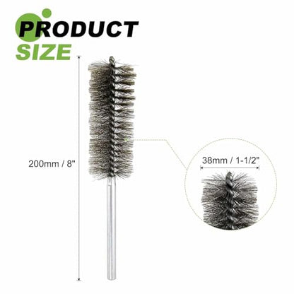 HARFINGTON 2pcs Wire Bore Brush 8 x 1-1/2" 5/16 Inch Shank Stainless Steel Bristles Cleaning Brush for Clean Car Part Tube Kitchen Garage - size: 8 x 1-1/2"