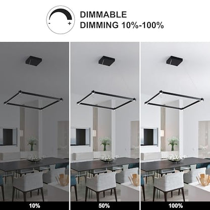 WELAKl Black Modern Square Chandelier, Square Ceiling Light Fixture - size: 1-Light