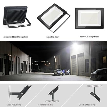200W LED Outdoor Floodlights 2 Pack, 5000K Waterproof Security Lights - size: 200 W-2 pack