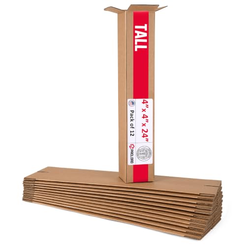 Tall Cardboard Boxes 4"L x 4"W x 24"H (Pack of 12) - USA-Made Packing Boxes for Moving, Shipping, or Storage - USPS, UPS, FedEx Approved - Professional Packing Supplies for Moving - color: Pack of 12, size: Tall 4x4x24"