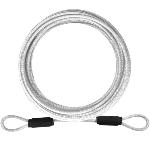 1/8" Stainless Steel Security Cable Luggage Lock, Double Loop,1Pack - color: Gray, size: 10ft (1Pack)