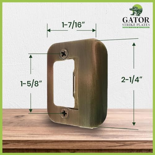 Gator Door Strike Plate 2-1/4" Latch Restorer, 1-Pack - color: Antique Brass