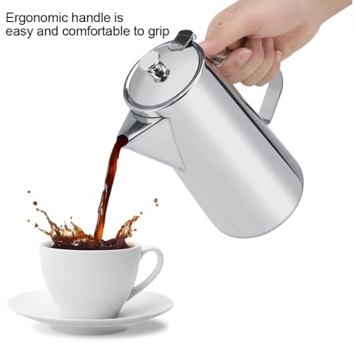 2L Capacity Stainless Steel Teapot with Ergonomic Handle Short Nozzle Pitcher Water Kettle for Home, Restaurant, Coffee(short nozzle) - style: short nozzle