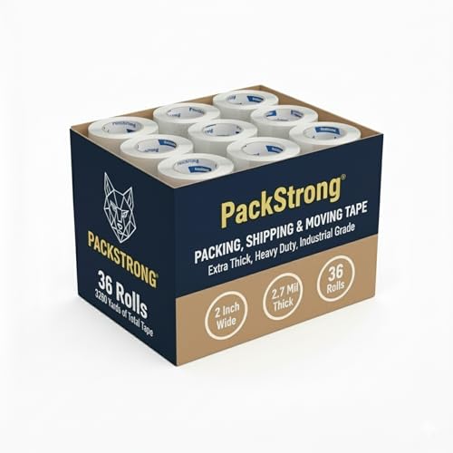 Packstrong Heavy Duty Packing Tape 36 Rolls, 2 Inch Wide 2.7 Mil 110 Yards - size: 2" Wide x 2.7 Mil Thick