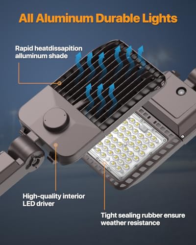 LED Parking Lot Lights 150W 22,500LM, 5000K 150LM/W Slip Fit Mount - color: Slip Fit 150W 3P