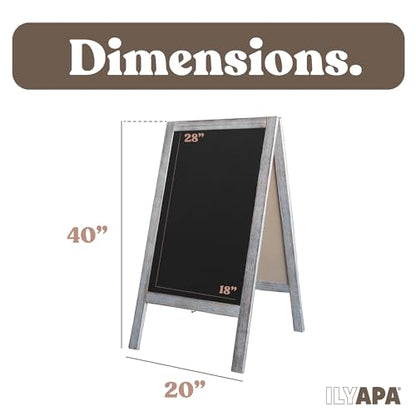 Ilyapa A Frame Chalk Board Easel Sign 40x20 in - Sandwich Signs Outdoor - color: Rustic Grey Wash