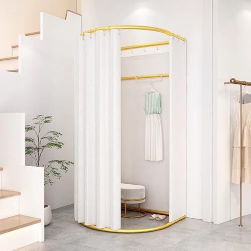 Clothing Store Fitting Room with Shading Curtain, Portable Temporary Mobile Privacy Protection Dressing Room, Foldable Mall Simple Changing Room and Temporary Mobile Room, 200x100x95cm(White) - color: White