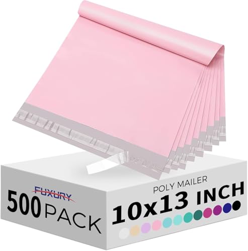 Fuxury 10x13" Poly Mailers 500 Pack Bulk,Shipping Bags for Clothing,Pink - color: Light Pink, size: 10x13" 500pcs