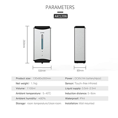 AIKE Heavy Duty Automatic Soap Dispenser,37oz for Bathroom,Brushed Steel - color: Brushed Stainless Steel
