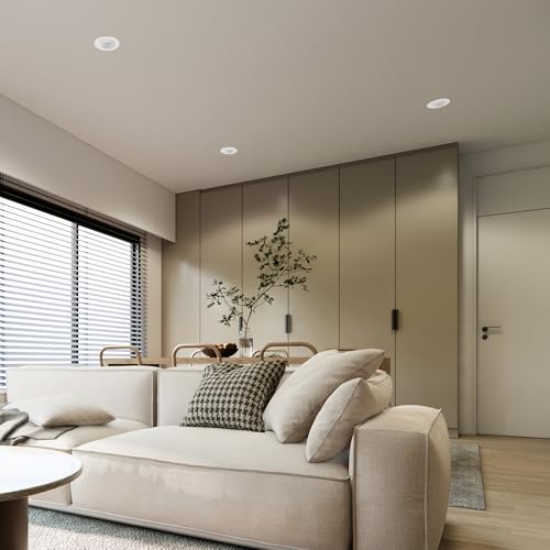 Builder Essential 4in Cutout 1,050 Lumens Round LED Recessed Light and Housing for Remodel or New Construction with Regressed Trim 8W-10W-12W, 5-CCT 2700-3000-3500-4000-5000K in White - size: 5in Size, 1050 Lumens