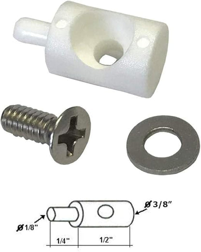 White Nylon Hinge Bushing Pin Kit 3/8" Diameter for Continuous Hinge Shower Enclosure