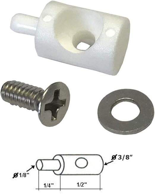 White Nylon Hinge Bushing Pin Kit 3/8" Diameter for Continuous Hinge Shower Enclosure