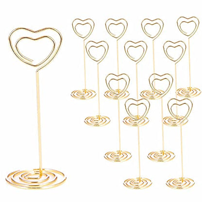 12pcs Table Number Holders Metal, 3.35 inch Place Card Stands for Wedding Centerpieces, Birthday Party - Table Card & Photo Picture Holders (Gold-Heart Shaped) - color: Gold-Heart Shaped