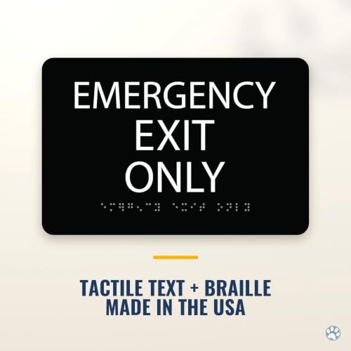 Alpha Dog Emergency Exit Only Sign, 6x9 ADA Braille Sign, Blue - color: Blue, size: Emergency Exit Only