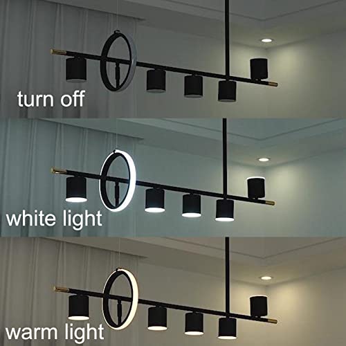 Siittoo 40" Modern LED Pendant Light, Dimmable Black Kitchen Island Light - color: Black-5 Spotlights 1 Ring-40W
