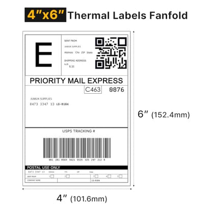 Direct Thermal Labels Perforated Barcode Shipping Sticker - size: 4" X 6" 1000 Labels