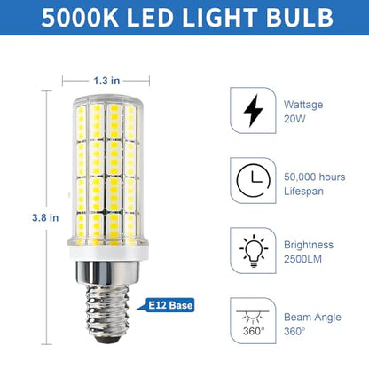 RIUVAO 4 Pack E12 Led Bulb 200w Equivalent Chandelier Light Bulbs Bright E12 LEDs Candelabra Bulb 5000k Daylight White 2500lm Led Light Bulb for Chandeliers, Ceiling Fan, Pendant, Wall sconces - color: Yellow