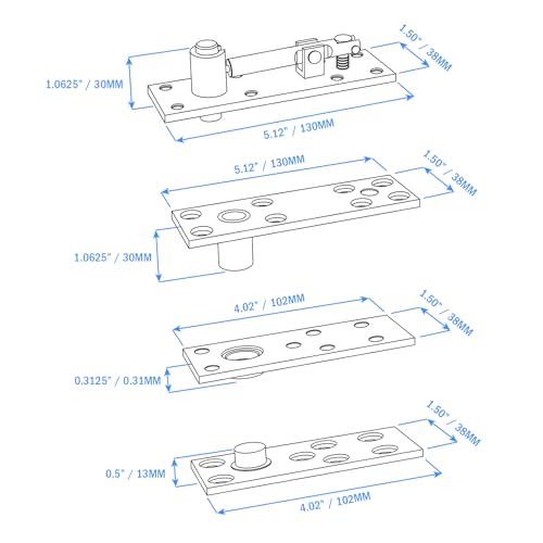 Nuk3y Heavy Duty Stainless Steel 360 Degree Door Pivot Hinge System Matte Black