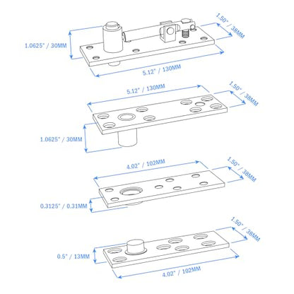 Nuk3y Heavy Duty Stainless Steel 360 Degree Door Pivot Hinge System Matte Black
