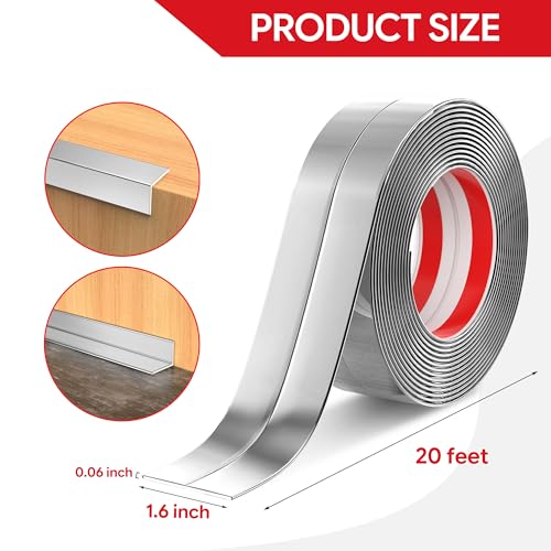 Wall Corner Protector Peel and Stick Corner Trim Molding - color: Silver, size: 1.6 In x 20 Ft