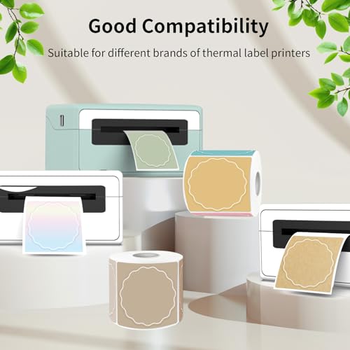 3 Inch Round Thermal Labels, White Flower Thermal Sticker Labels for Small Business, Logo Design, Baking,300 Sheets/1 Roll - color: White, size: 3 inch